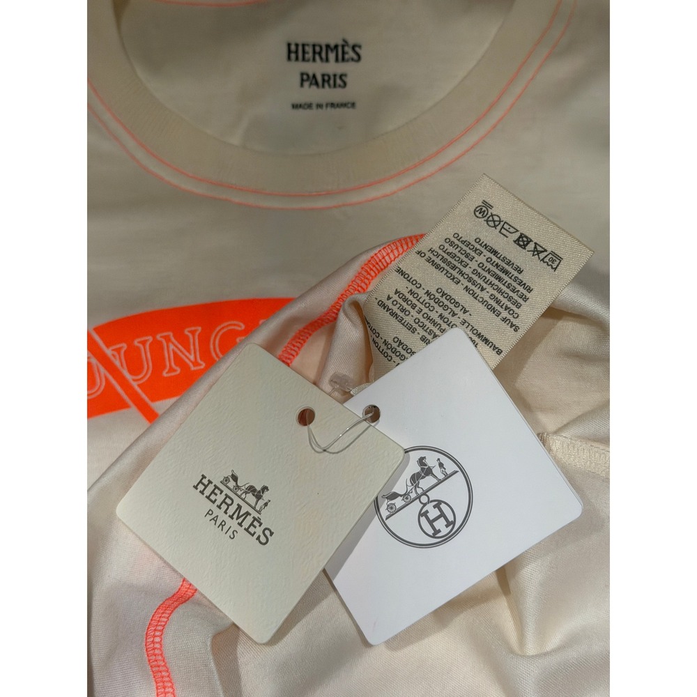 NWT Hermès Jungle Love Tee 36 Robert Dallet Neon Orange Beige Paille Leopard - Picture 7 of 9